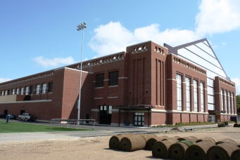 Southwest corner of the Indoor Practice Facility